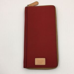 COACH Red Slim Business Card Holder Full Zip Organizer leather interior